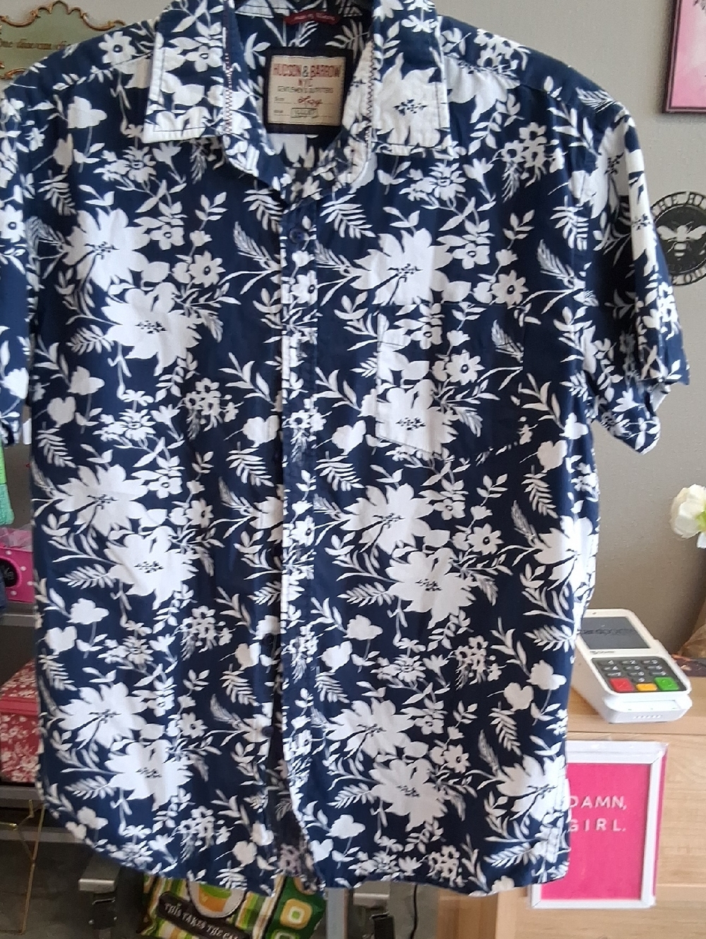 Hudson & Bleecker Men's Navy Floral Short-Sleeve Button-Up Shirt